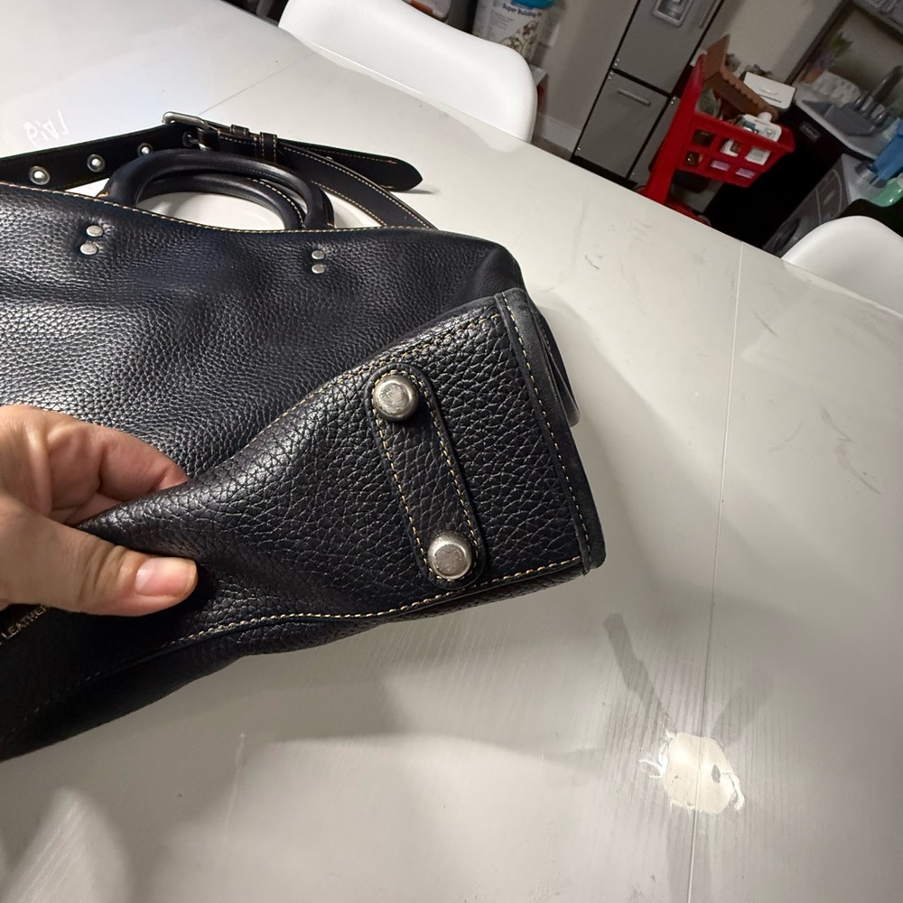 Black Leather Computer Tote Shoulder Bag - Picture 2 of 14